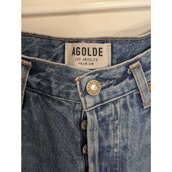 AGOLDE Feel Good Destroyed High Rise Straight Leg Denim Jeans - Size 27 - Picture 7 of 10